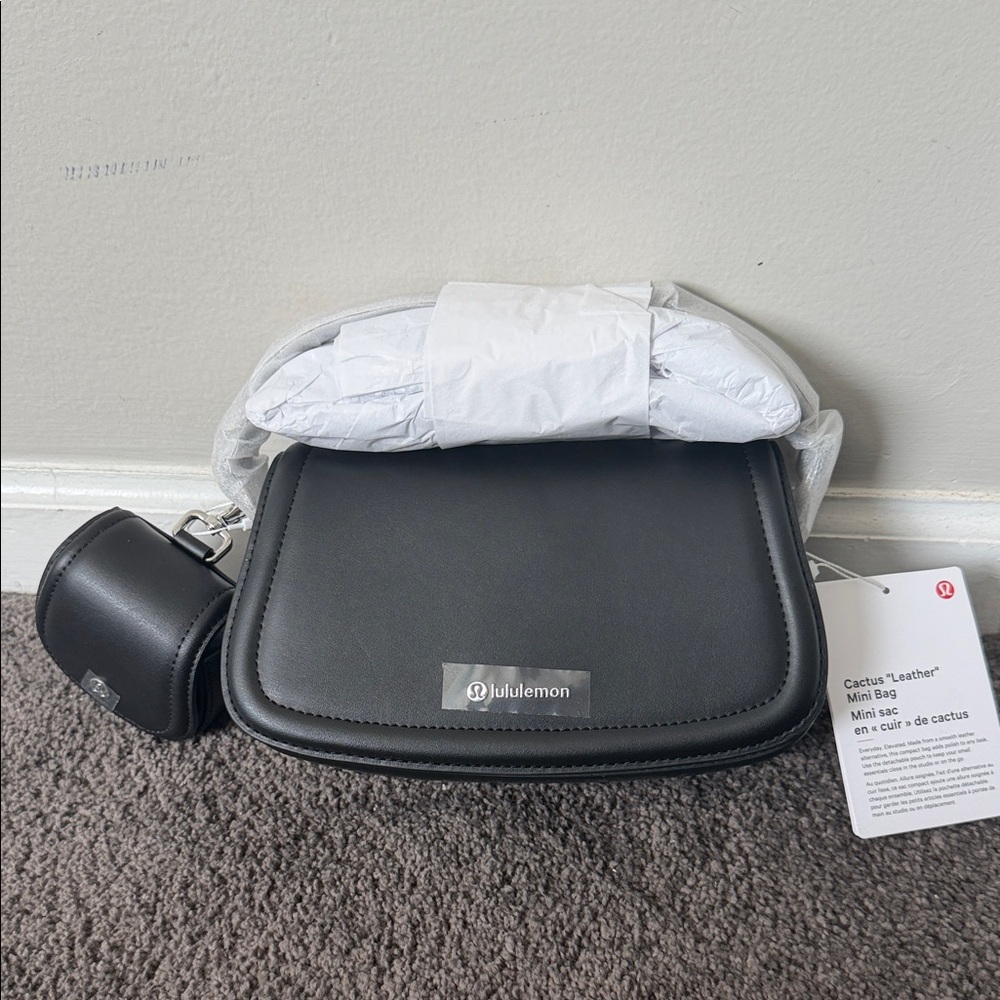 lululemon athletica Black Leather Belt Bag